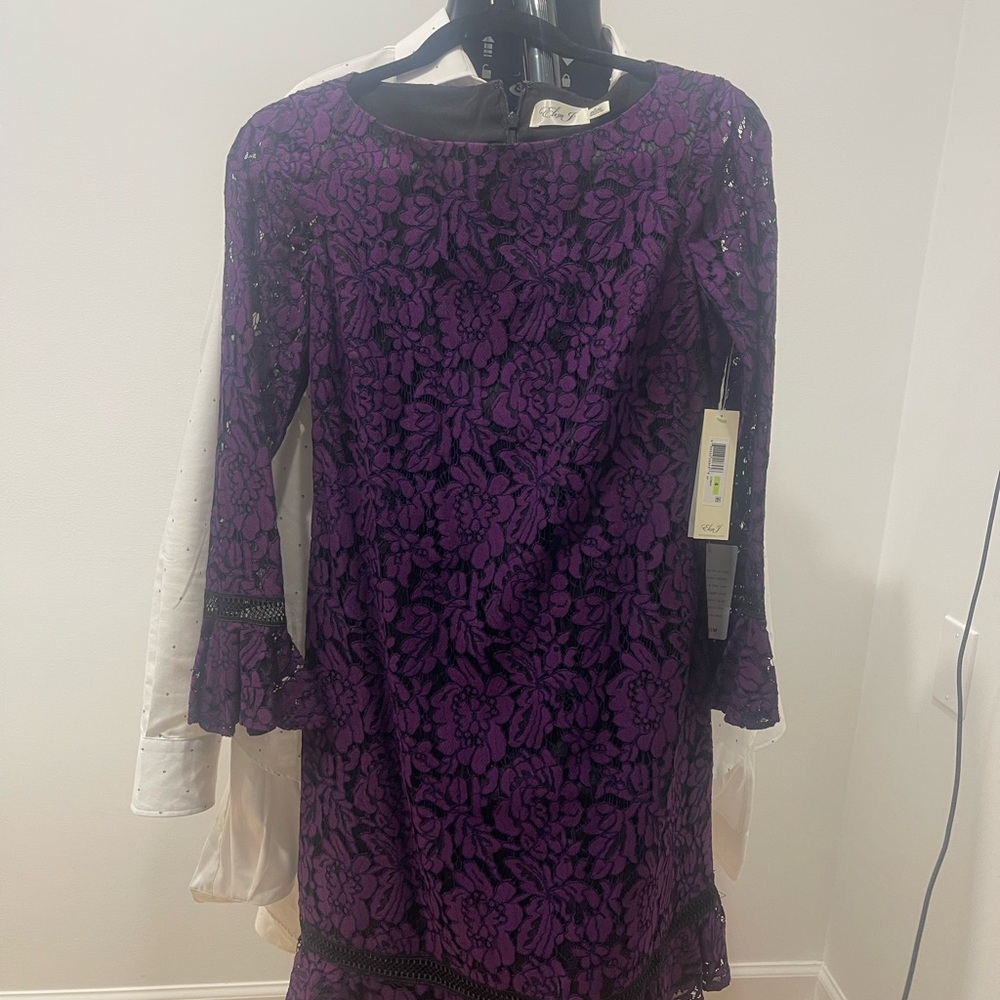 Eliza J Purple Floral Lace Mini Dress